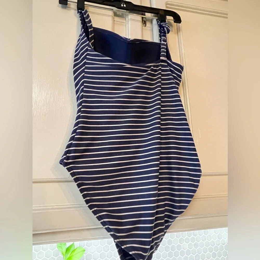 Striped Navy One Piece Swimsuit - Picture 3 of 5